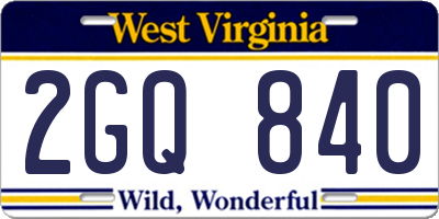 WV license plate 2GQ840