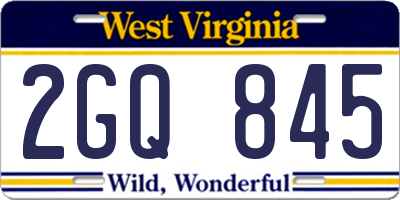 WV license plate 2GQ845
