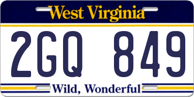 WV license plate 2GQ849