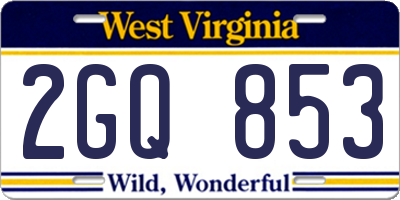 WV license plate 2GQ853