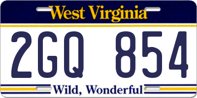 WV license plate 2GQ854