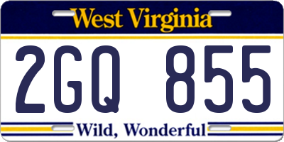 WV license plate 2GQ855