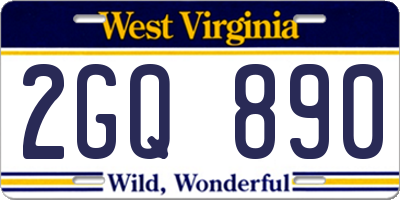 WV license plate 2GQ890