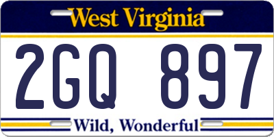WV license plate 2GQ897