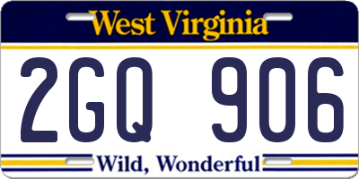 WV license plate 2GQ906