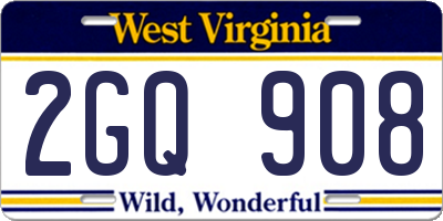 WV license plate 2GQ908