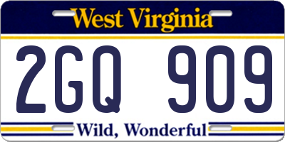 WV license plate 2GQ909