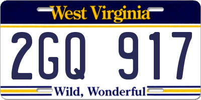 WV license plate 2GQ917
