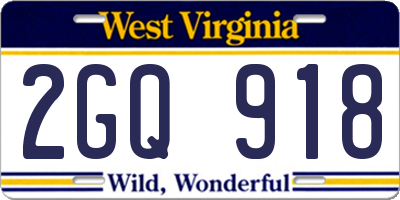 WV license plate 2GQ918