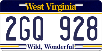 WV license plate 2GQ928