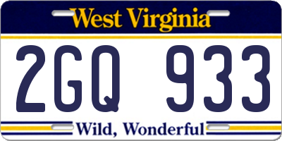 WV license plate 2GQ933