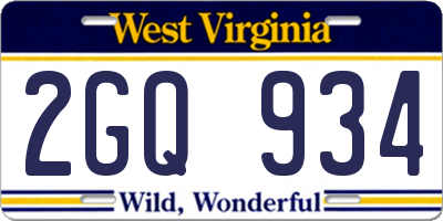 WV license plate 2GQ934