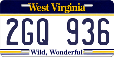 WV license plate 2GQ936