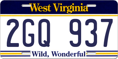 WV license plate 2GQ937