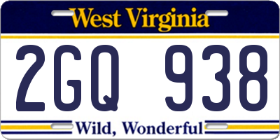 WV license plate 2GQ938