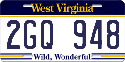 WV license plate 2GQ948
