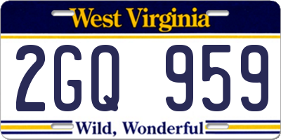 WV license plate 2GQ959