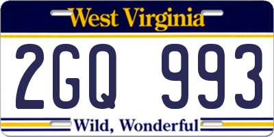 WV license plate 2GQ993