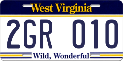 WV license plate 2GR010