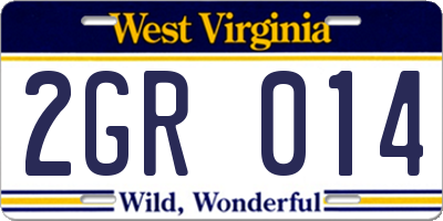 WV license plate 2GR014