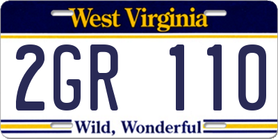 WV license plate 2GR110
