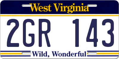 WV license plate 2GR143