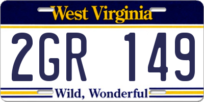 WV license plate 2GR149