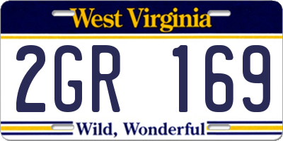 WV license plate 2GR169