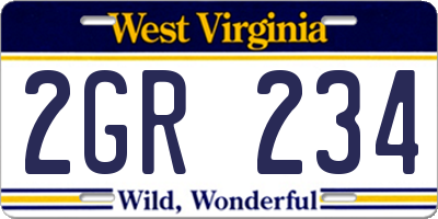 WV license plate 2GR234