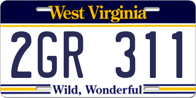 WV license plate 2GR311