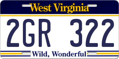 WV license plate 2GR322