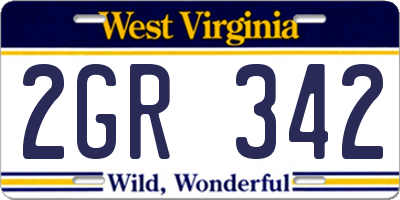 WV license plate 2GR342