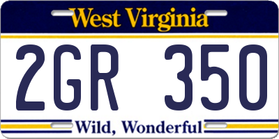 WV license plate 2GR350