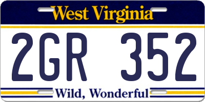WV license plate 2GR352