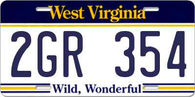 WV license plate 2GR354
