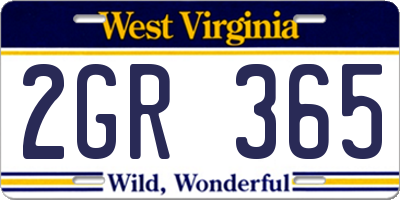 WV license plate 2GR365
