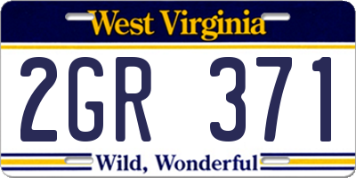 WV license plate 2GR371