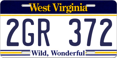 WV license plate 2GR372