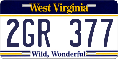 WV license plate 2GR377