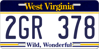 WV license plate 2GR378