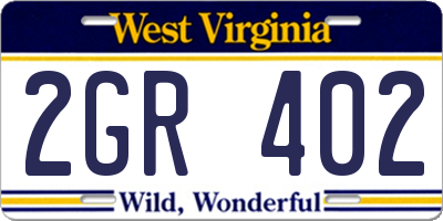WV license plate 2GR402