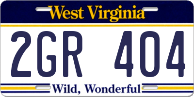 WV license plate 2GR404