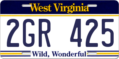 WV license plate 2GR425