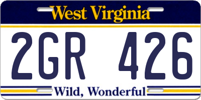 WV license plate 2GR426