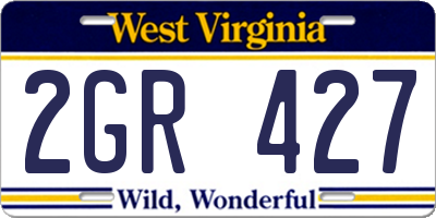 WV license plate 2GR427