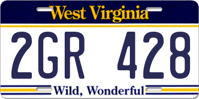 WV license plate 2GR428