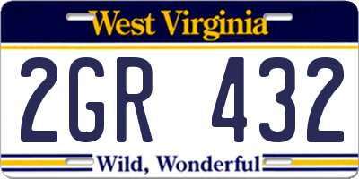 WV license plate 2GR432