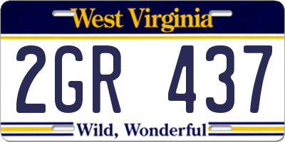 WV license plate 2GR437