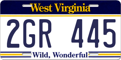 WV license plate 2GR445