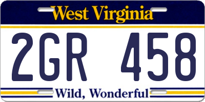 WV license plate 2GR458